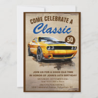 Classic Muscle Car Simple Fifty Birthday