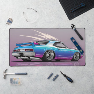 Classic Muscle Car, Sleek Modern. Purple and Blue Desk Mat