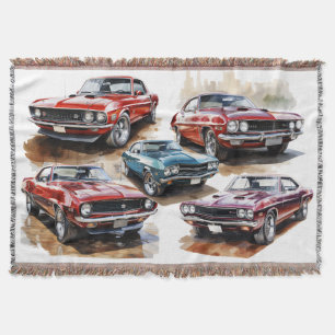 Classic Muscle Car Throw Blanket