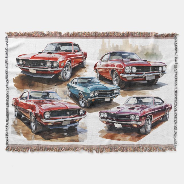 Classic Muscle Car Throw Blanket (Front)