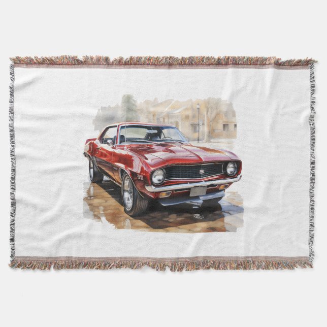 Classic Muscle Car Throw Blanket (Front)