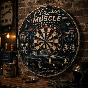 Classic Muscle Car Vintage American Muscle Garage Dartboard
