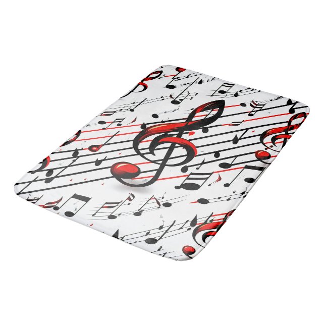Classic Musical Chaos Red Black and White   Bath Mat (Angled)