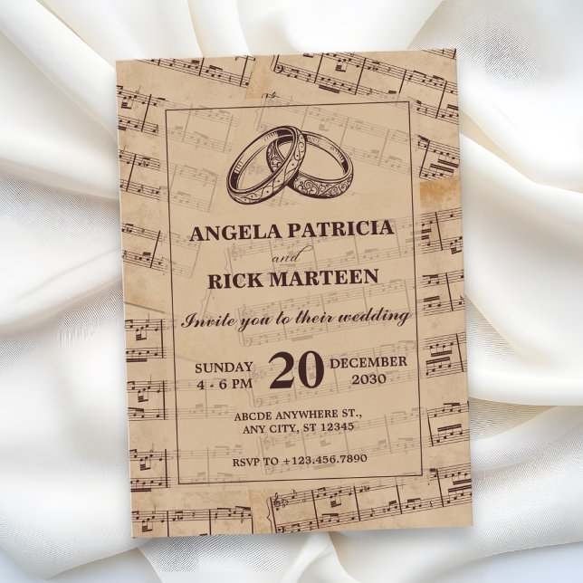 Classic musical notes sheet wedding  invitation (Creator Uploaded)