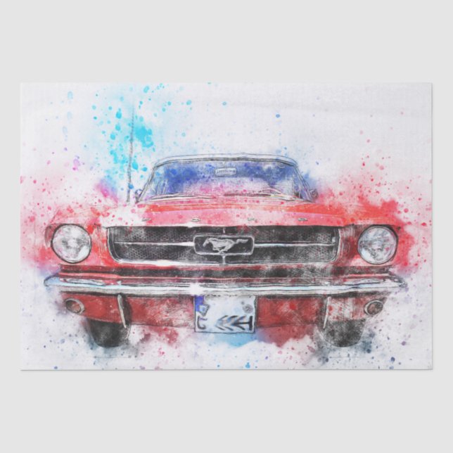 Classic Mustang Car Decoupage Tissue Paper (Front)
