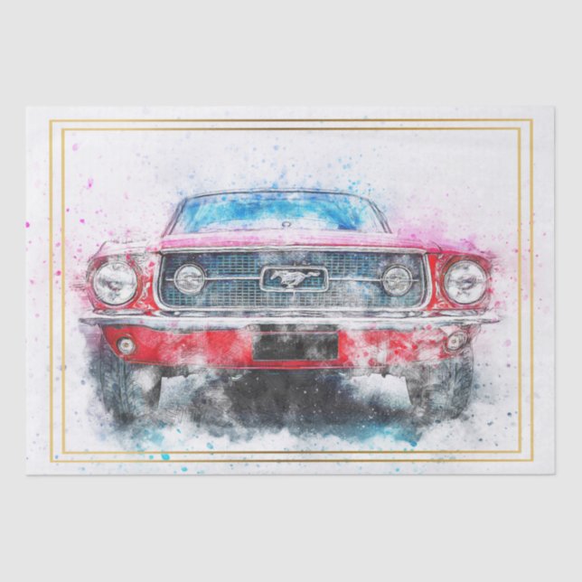 Classic Mustang Car Decoupage Tissue Paper (Front)