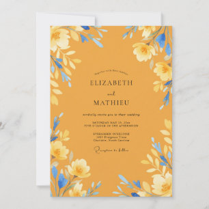 Classic Mustard Azure Petal Wedding Invitation