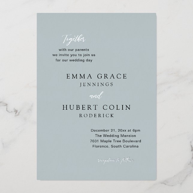 Classic Muted Blue Elegant Wedding (Front)