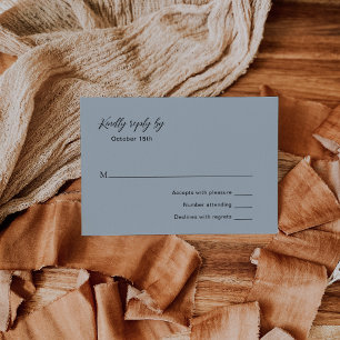 Classic Muted Blue Elegant Wedding RSVP Card