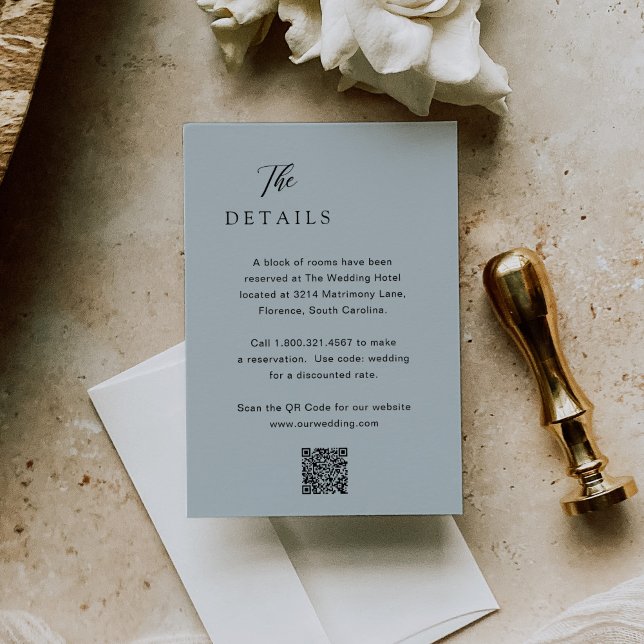 Classic Muted Blue QR Code Elegant Wedding Enclosure Card (Creator Uploaded)