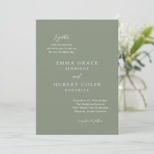 Classic Muted Green Elegant Wedding Invitation