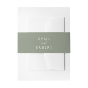 Classic Muted Green Elegant Wedding Invitation Belly Band