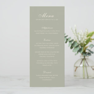 Classic Muted Green Elegant Wedding Menu