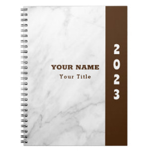 Classic Name Customise White Marble Notebook