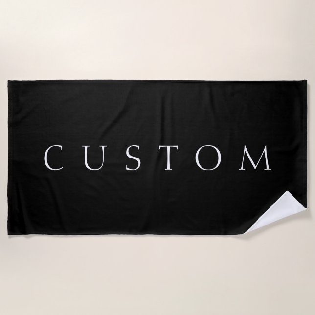 Classic Name or Word | Black & White Beach Towel (Front)