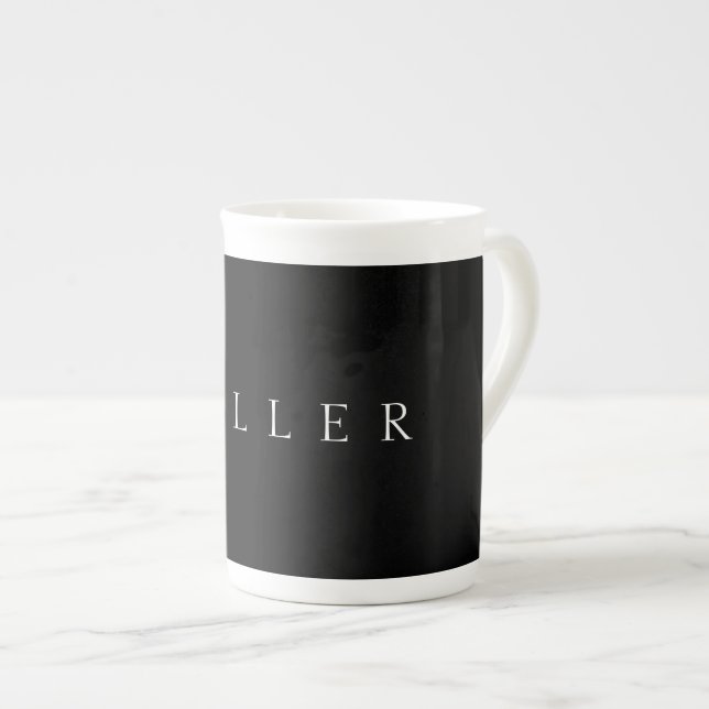 Classic Name (or word) | Black & White Bone China Mug (Front Right)