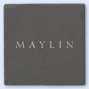Classic Name or Word   Black & White Stone Coaster