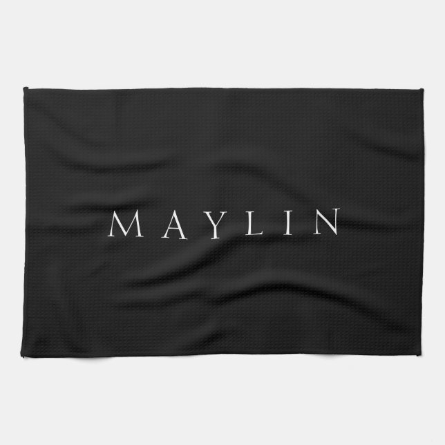 Classic Name or Word | Black & White Tea Towel (Horizontal)