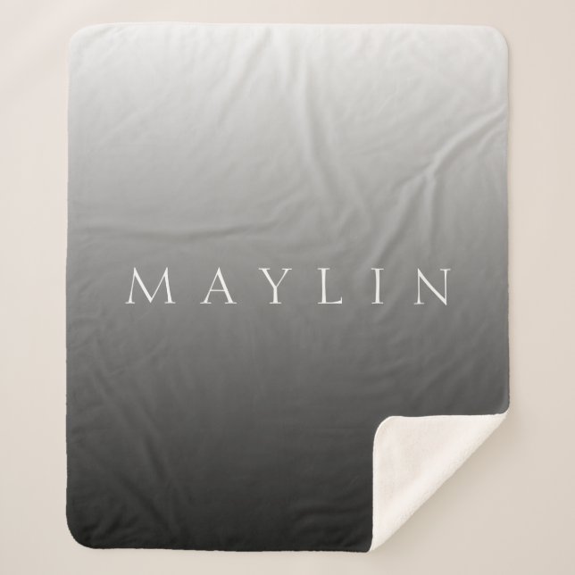 Classic Name or Word | Gradient Grey Sherpa Blanket (Front)