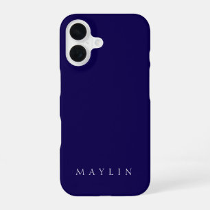 Classic Name or Word Purplish Dark Blue iPhone 16 Case