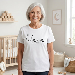 Classic Nana EST Year Simple Family Script T-Shirt