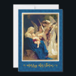 Classic Nativity Angels Music "Merry Christmas" Holiday Card<br><div class="desc">Classic Nativity Angels Music "Merry Christmas" Holiday Card. The Song of the Angels (also known as The Virgin, the Child, and the Angels). The painting depicts the Virgin Mary cradling the infant Jesus while being serenaded by three winged angels playing musical instruments (a violin and a lute). The scene is...</div>