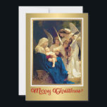 Classic Nativity Angels Music "Merry Christmas" Holiday Card<br><div class="desc">Classic Nativity Angels Music "Merry Christmas" Holiday Card. The Song of the Angels (also known as The Virgin, the Child, and the Angels). The painting depicts the Virgin Mary cradling the infant Jesus while being serenaded by three winged angels playing musical instruments (a violin and a lute). The scene is...</div>