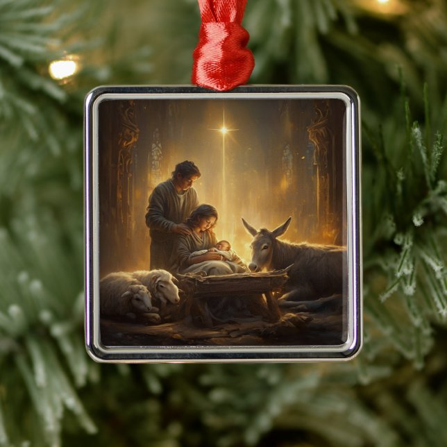 Classic Nativity Scene Christmas Metal Tree Decoration (Tree)