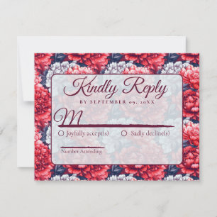 Classic Nature Peonies Flower Autumn Wedding RSVP Card