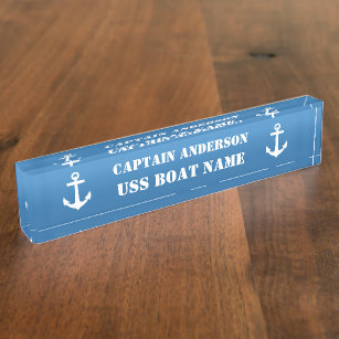 Classic Nautical Anchor Captain and Boat Nameplate
