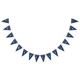 Classic Nautical Anchor Red and Navy Blue Stripes Bunting