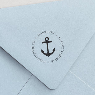 Classic Nautical Anchor Return Address Self-inking Stamp