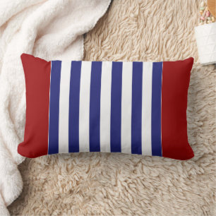 Classic Nautical Blue and White Stripe Personalise Lumbar Cushion