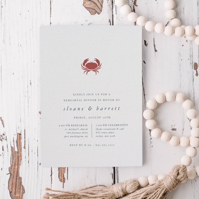 Classic Nautical Crab Rehearsal Dinner Invitation (Creator Uploaded)
