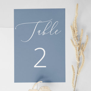 Classic Nautical Dusty Blue Slate Script Wedding Table Number