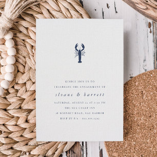 Classic Nautical Lobster Engagement Party Invitation