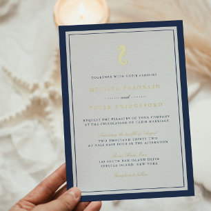 Classic Nautical Seahorse Wedding Gold