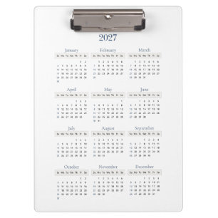 Classic Navy 2027 Calendar Any background colour Clipboard
