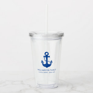 Classic Navy Anchor Family Name Cruise Gear Acrylic Tumbler