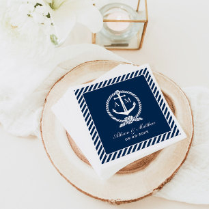 Classic Navy Anchor Monogram Wedding Napkin