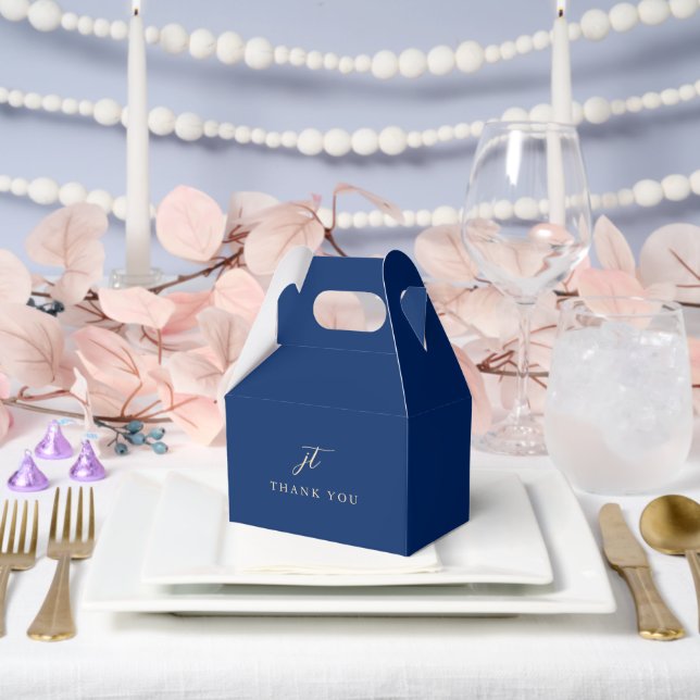 Classic Navy and Cream Elegant Wedding Favour Box (Wedding)