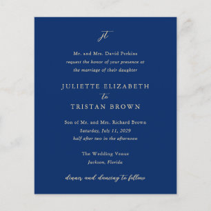 Classic Navy and Cream Elegant Wedding Invitation Flyer