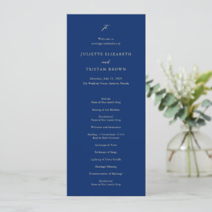 Classic Navy and Cream Elegant Wedding Programme