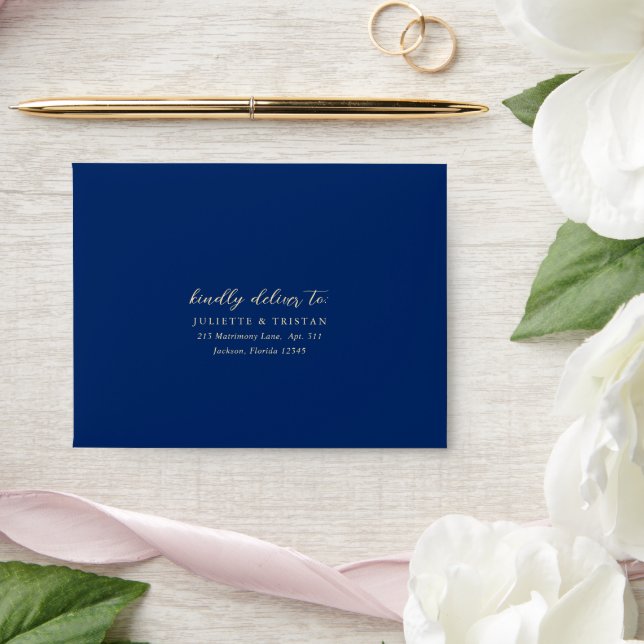 Classic Navy and Cream Elegant Wedding RSVP Envelope (Wedding)