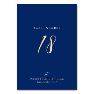 Classic Navy and Cream Elegant Wedding Table Number