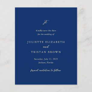 Classic Navy and Cream Wedding Save the Date Flyer