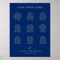 Classic Navy and Cream Wedding Seating Chart
