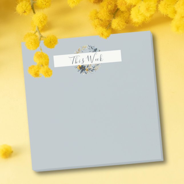 Classic Navy and Gold Floral Wreath Blue Post-it Notes (Creator Uploaded)