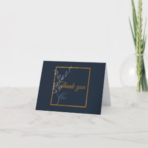 Classic Navy and Gold Folded Thank You Card