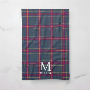 Classic Navy and Red Tartan Plaid Christmas Tea Towel